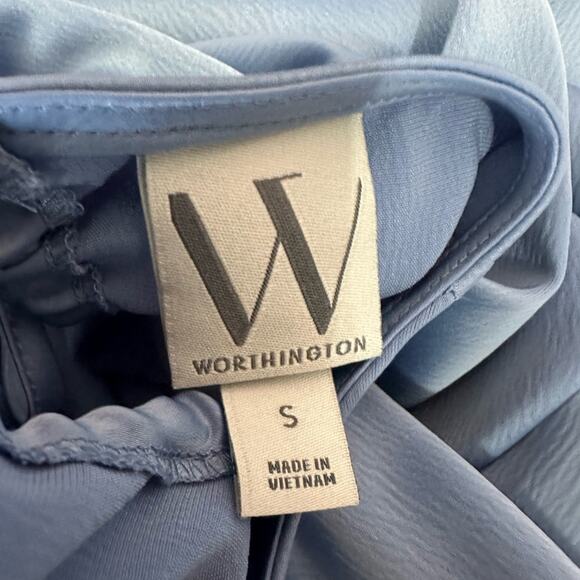 Worthington Womens Scoop Neck Short Sleeve Satin Blouse Size S - Picture 5 of 6